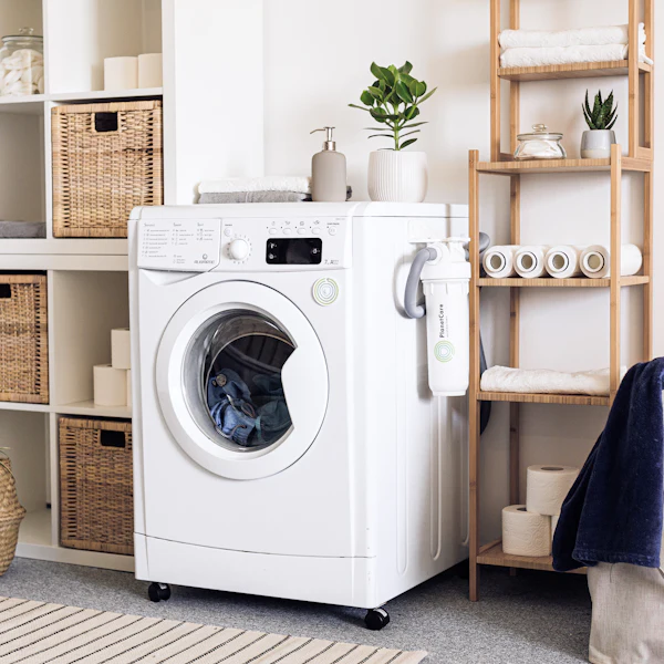 White front-load washing machine